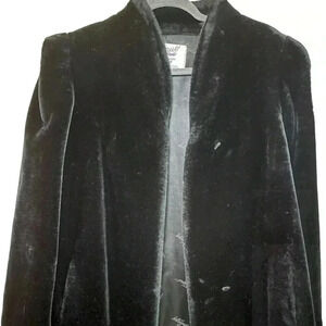 Vintage Womens Coat 13-14 Glenoit Intrigue Black Faux Fur Union Made in USA.